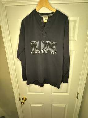 J.America Tri Delta Sorority Long Sleeve Henley Sweatshirt